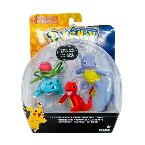 TOMY Pokémon Ivysaur Charmeleon Wartortle Posed for Battle Play